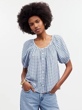 Madewell Puff Sleeve A-Line Top Size M
